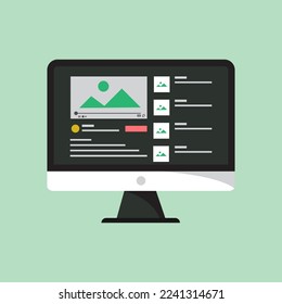 Computer video streaming design template. vector illustration.