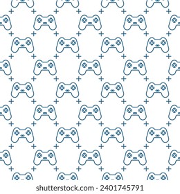 Computer Videogame Controller vector Gamepad concept minimal linear seamless pattern