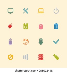 Computer vintage colour icons