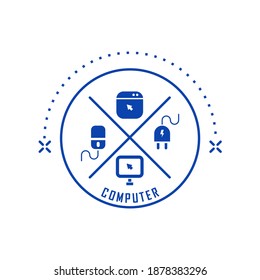 Computer vintage logo design. Easy to edit with vector file. Can use for your logo and simple illustration. Especially about computer.