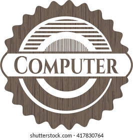 Computer vintage wooden emblem