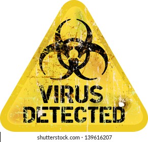 Computer Virus Alert, Grungy Sign, Vector