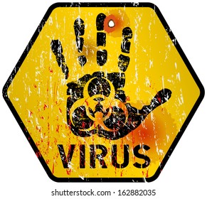 computer virus alert sign, vector illustration