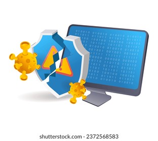 Computer virus attack  flat illustration concept