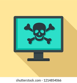 Computer virus attack icon. Flat illustration of computer virus attack vector icon for web design