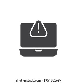 Computer virus attack vector icon. filled flat sign for mobile concept and web design. Laptop error screen glyph icon. Symbol, logo illustration. Vector graphics