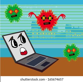 Computer virus attacking laptop 