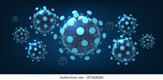 Computer virus background. Safety and security computers healthcare protection blue backdrop, corona virus or covid germs, disease germs or bacteria vector illustration