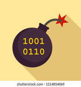 Computer virus bomb icon. Flat illustration of computer virus bomb vector icon for web design