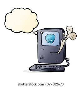 computer virus cartoon  with thought bubble