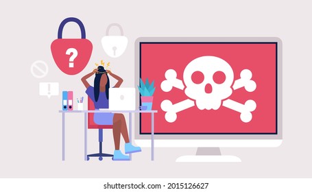 Computer virus concept. System error. Colorful flat vector illustration.