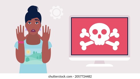 Computer virus concept. System error. Colorful flat vector illustration.