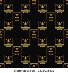 Computer with Virus concept vector seamless pattern in outline style