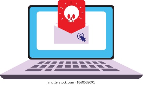 Computer mit Virus. Die Gefahr des Internets für Kinder und Jugendliche Konzept.