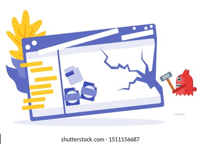 Computer virus Destroy OS vector illustration and design. Operating system and program or application concept element.  Can be used for web and mobile development. Suitable for infographic