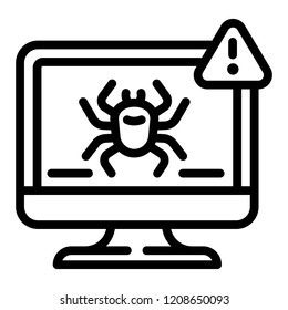 Computer virus detection icon. Outline computer virus detection vector icon for web design isolated on white background