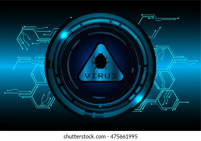 A computer virus detection symbol illustration with word Virus, vector