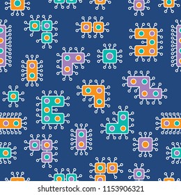 computer virus - Germs and Bacteria - vector illustration set - orange, green & purple in a repeat pattern