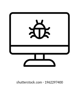 Computer, virus, hacked, bug icon vector image. Can also be used for network and data sharing. Suitable for use on web apps, mobile apps and print media.