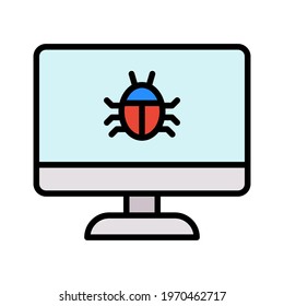 Computer, virus, hacked, bug icon vector image. Can also be used for network and data sharing. Suitable for use on web apps, mobile apps and print media.