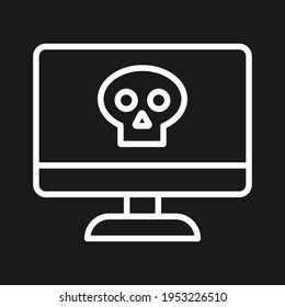 Computer, virus, hacked, skull icon vector image. Can also be used for network and data sharing. Suitable for use on web apps, mobile apps and print media.
