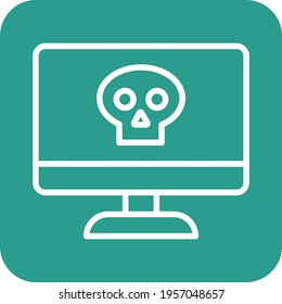 Computer, virus, hacked, skull icon vector image. Can also be used for network and data sharing. Suitable for use on web apps, mobile apps and print media.