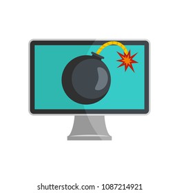 Computer virus icon. Flat illustration of computer virus vector icon for web