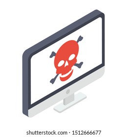 
Computer virus icon in isometric style showing system defect concept 
