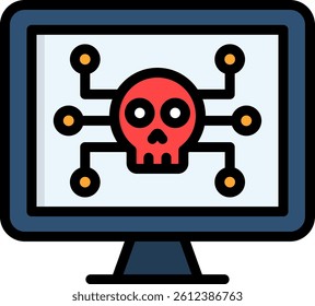 Computer Virus Icon Lineal Color Vector Illustration