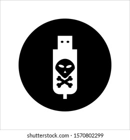 Computer virus icon on a usb flash. The concept of a dangerous USB infection. Vector illustration with white background
