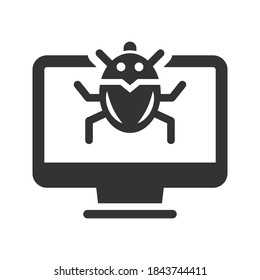 Computer virus icon on white background