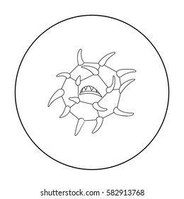 Computer virus icon in outline style isolated on white background. Hackers and hacking symbol stock vector illustration.