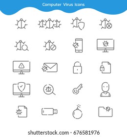 Computer Virus icon set on white background