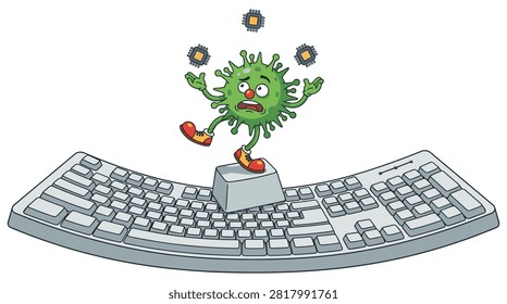 Computer Virus Juggling Chips Keyboard Vector