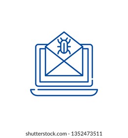 Computer virus line icon concept. Computer virus flat  vector symbol, sign, outline illustration.