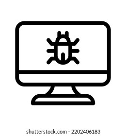 computer virus line icon illustration vector graphic