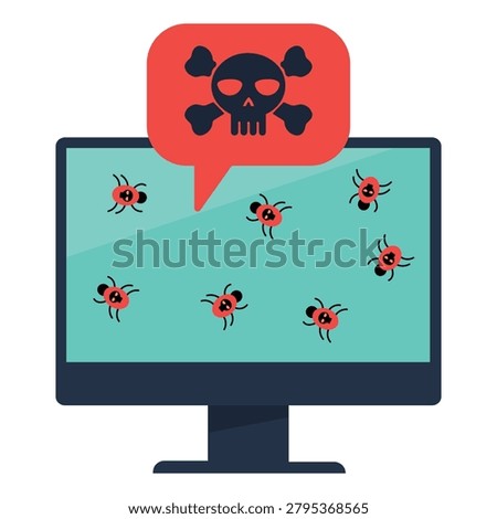 Computer Virus Malware Infection Concept Vector Illustration with Cyber Security Threat
