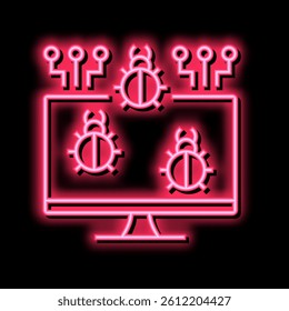 computer virus neon light sign vector. computer virus illustration