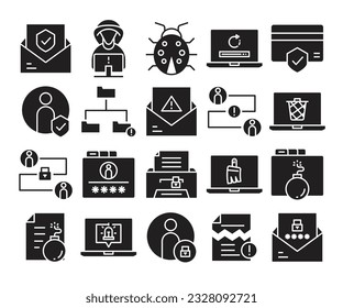 computer virus and network security icons