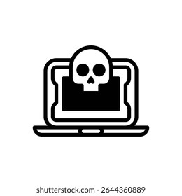Computer virus. Outlined stroke vector icon with black-filled details.