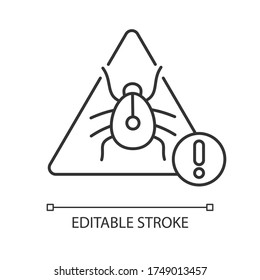 Computer Virus Pixel Perfect Linear Icon. Suspicious Malware. Bug Warning. Software Detected. Thin Line Customizable Illustration. Contour Symbol. Vector Isolated Outline Drawing. Editable Stroke