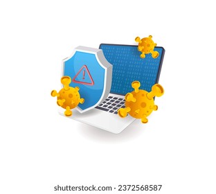 Computer virus security attack  flat illustration concept