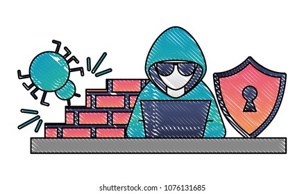 computer virus set icons