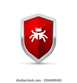 Computer virus shield sign warning trojan. Security internet protection virus alert infection