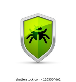 Computer virus shield sign warning trojan. Security internet protection virus alert infection