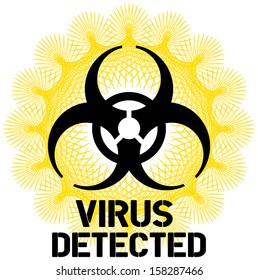 Computer virus sign, retro style, vector