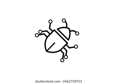 Computer virus , simple bug icon or malware. Black icon on white background