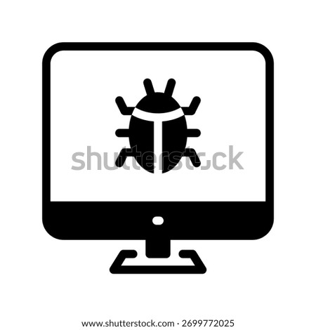 Computer Virus or Software Bug Detected, a Bug Icon on a Computer Monitor Screen, a Concept for Antivirus Software, Cybersecurity, and IT Support.