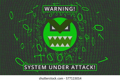 Computer virus, trojan, malware, hacker attack concept background