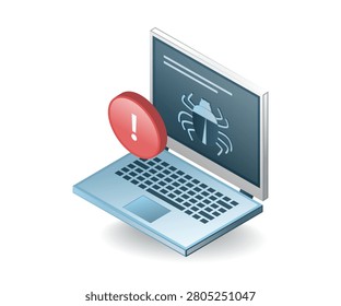 Computer Virus Warning On Laptop Illustration